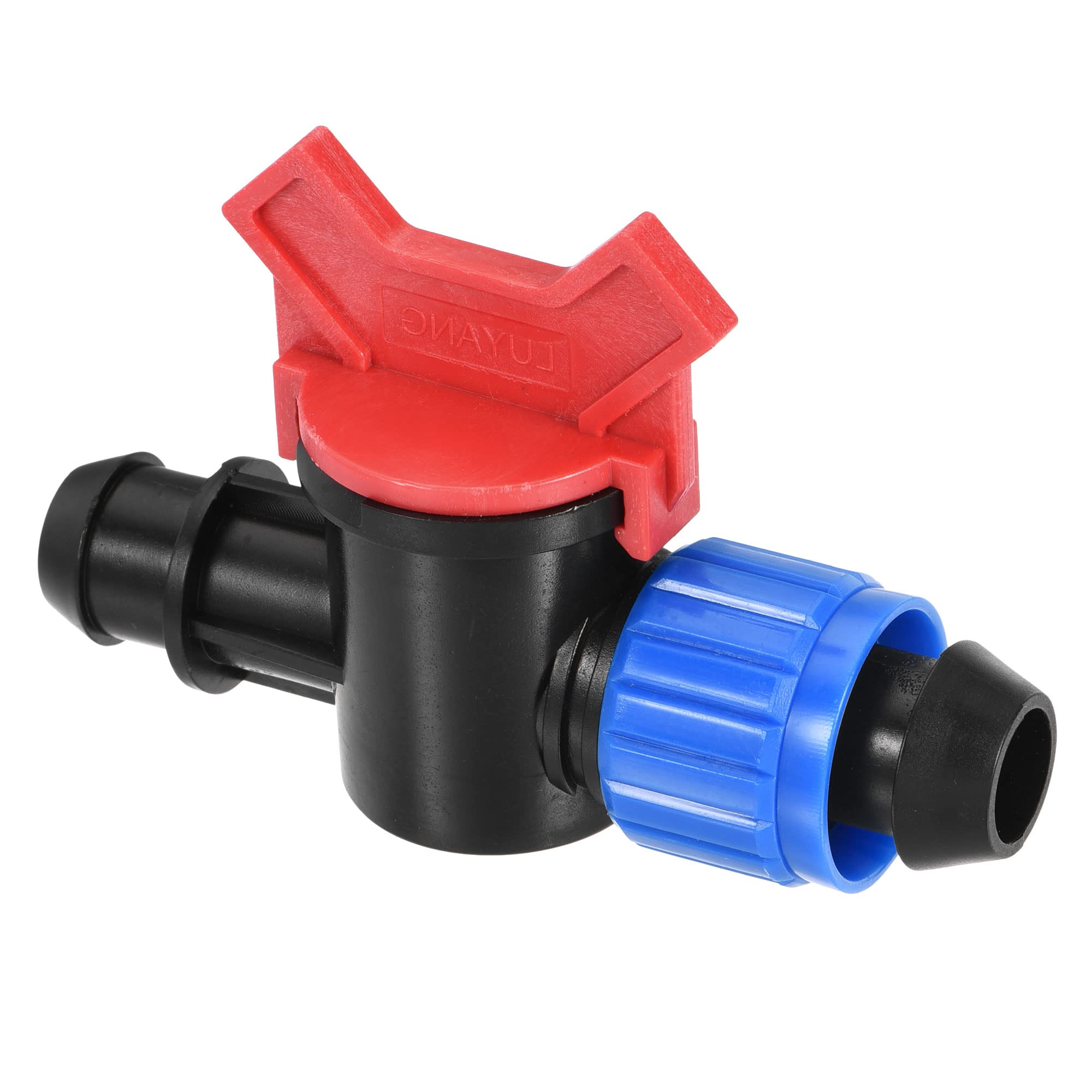 M METERXITY Barbed Ball Valve – Barb Connector Ball Valve Shut Off Switch Apply to Drip Irrigation and Aquariums (21 x 19mm, Black Blue Red)